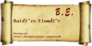 Balázs Elemér névjegykártya